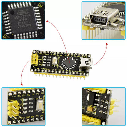 Arduino NANO ATmega328P CH340G With Pin Headers Keyestudio